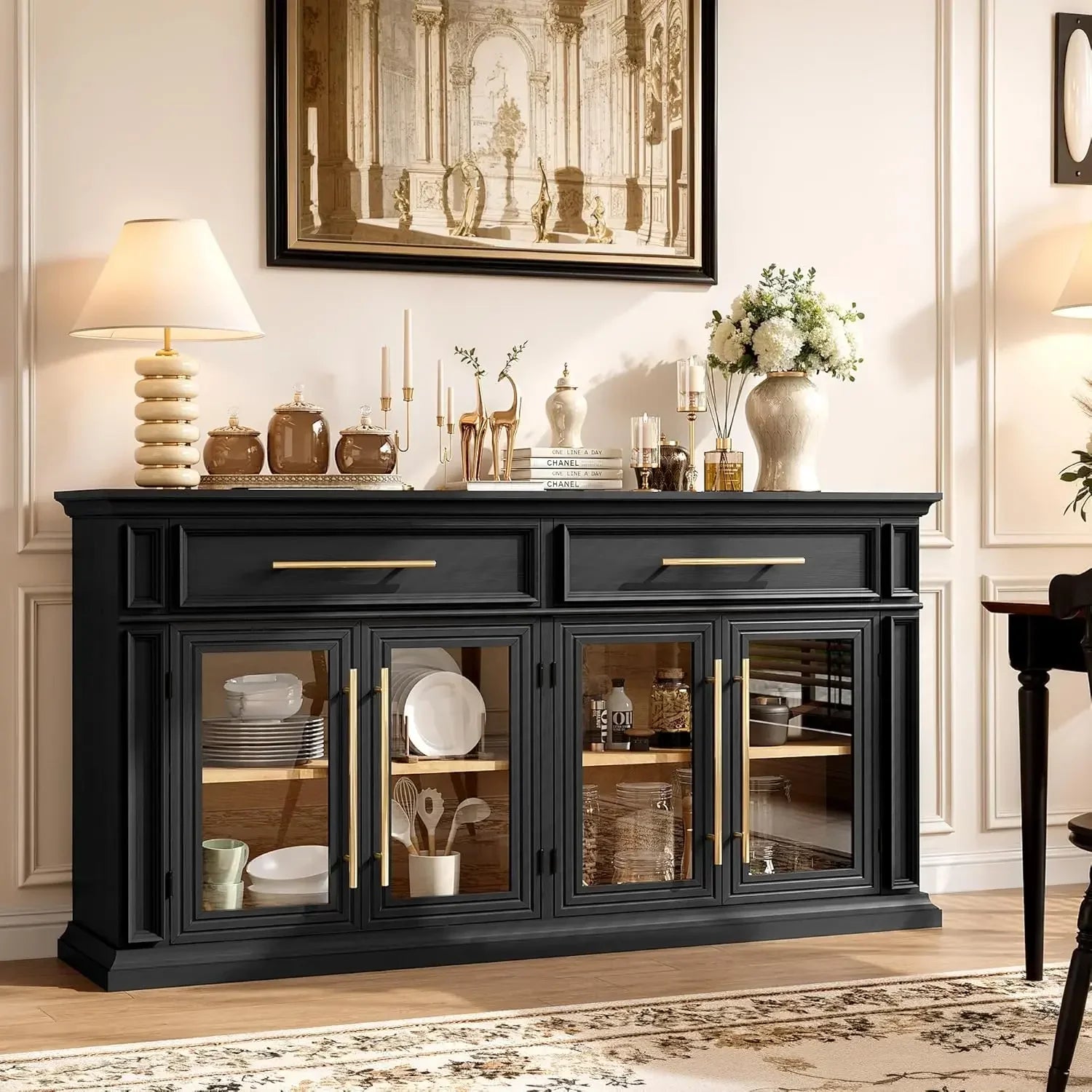 63" Large Sideboard Buffet Cabinet