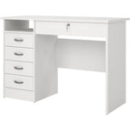 Elegant 5-Drawer Desk in Pure White