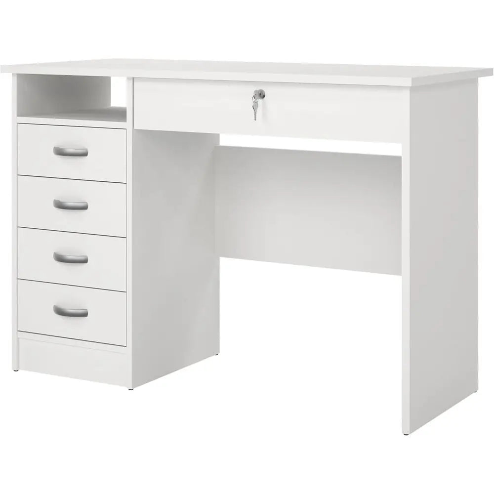 Elegant 5-Drawer Desk in Pure White