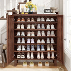 Shoe Cabinet With Slatted Doors,
