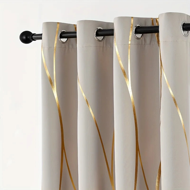 2Pcs Wave & Circle Blackout Curtains