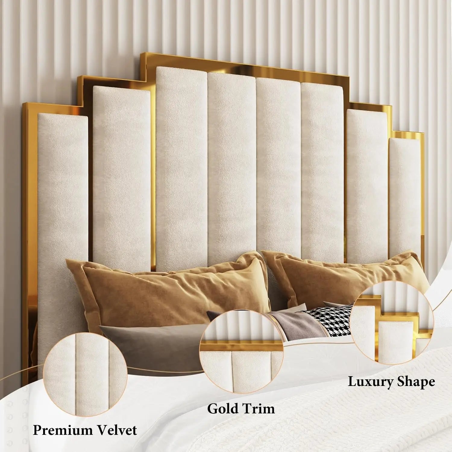Upholstered Velvet Platform Bed Frame