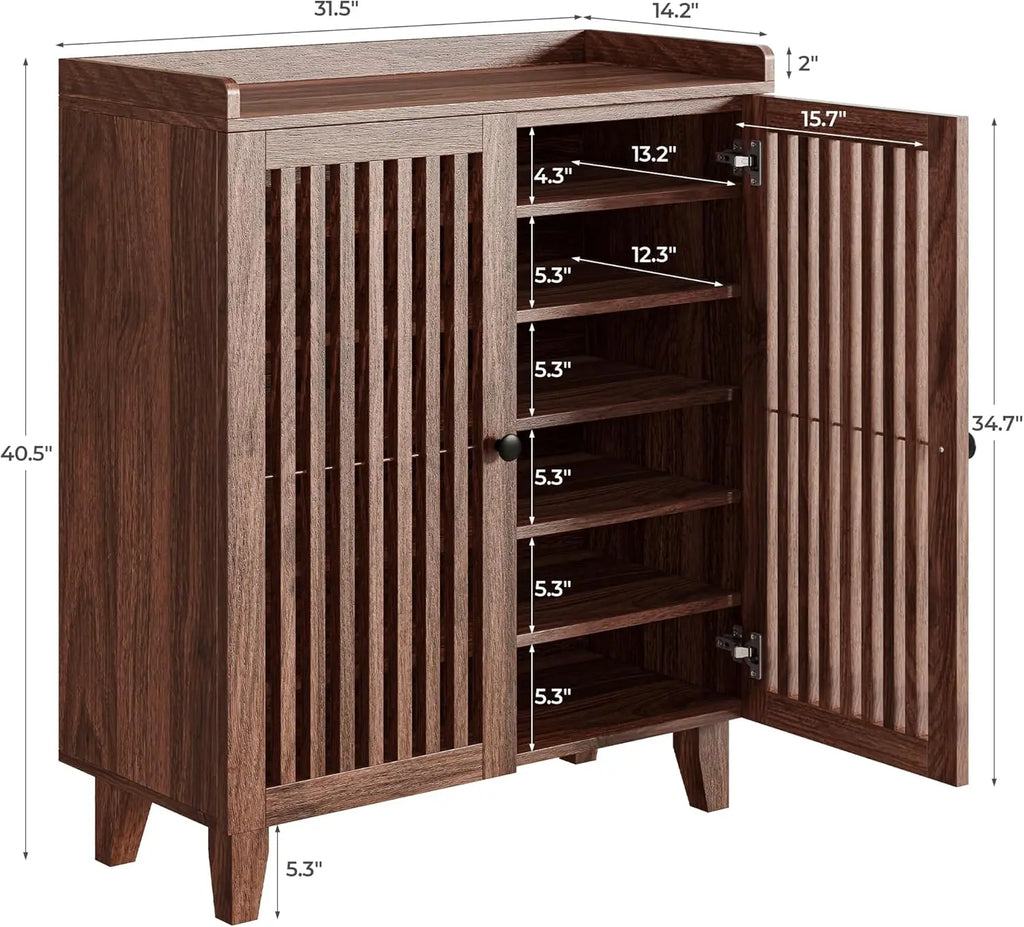 Shoe Cabinet With Slatted Doors,
