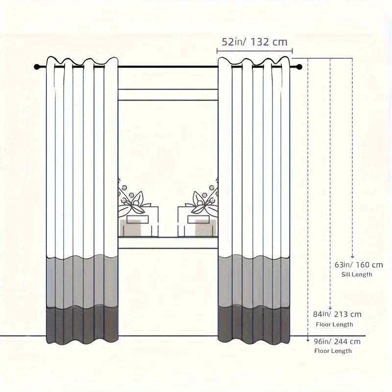 2Pcs Wave & Circle Blackout Curtains