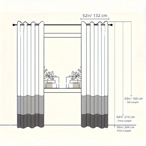 2Pcs Wave & Circle Blackout Curtains