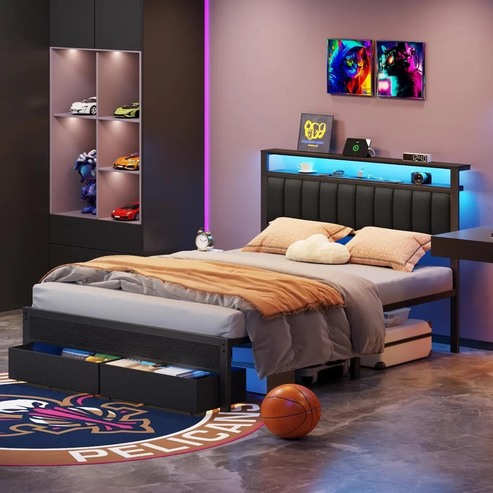 Bed Frame with Charging Station