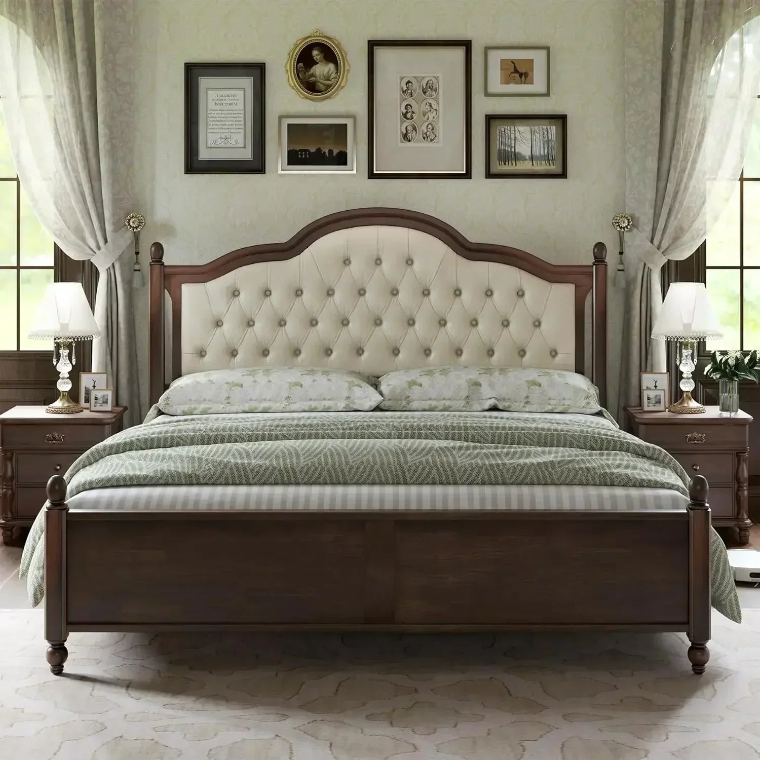Queen Size,  Upholstered Tufted Headboard,