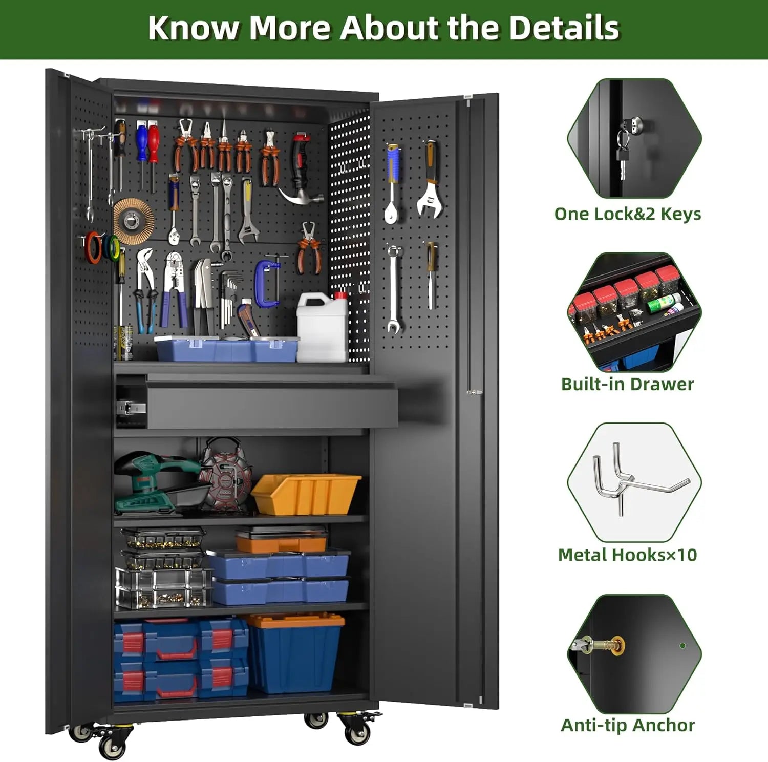 Garage Storage Cabinet, Metal Tool Storage Cabinet