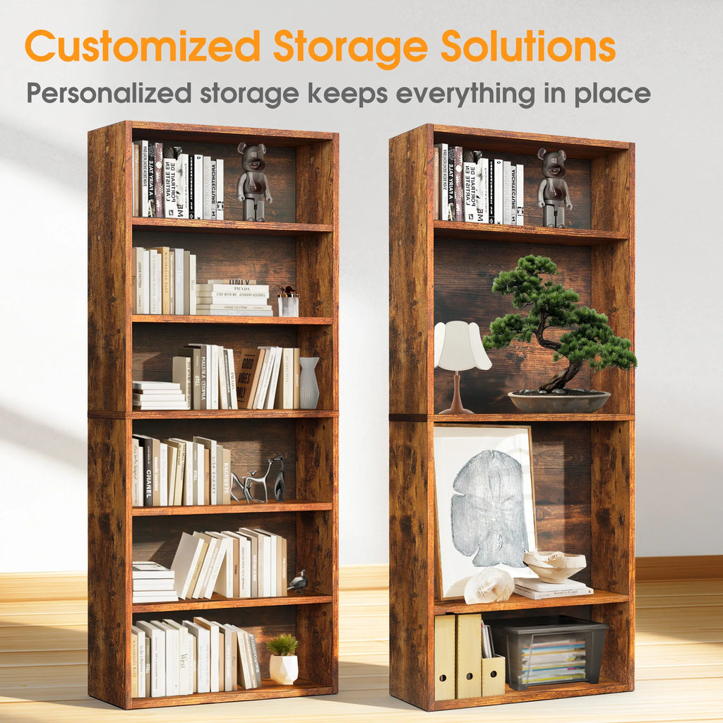 6 Shelf Wooden Bookcase