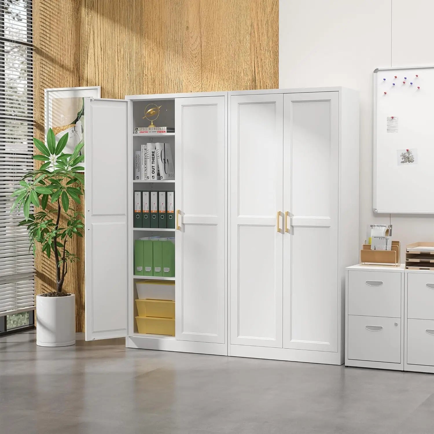 Kitchen Pantry Cabinet,71”White Metal Pantry