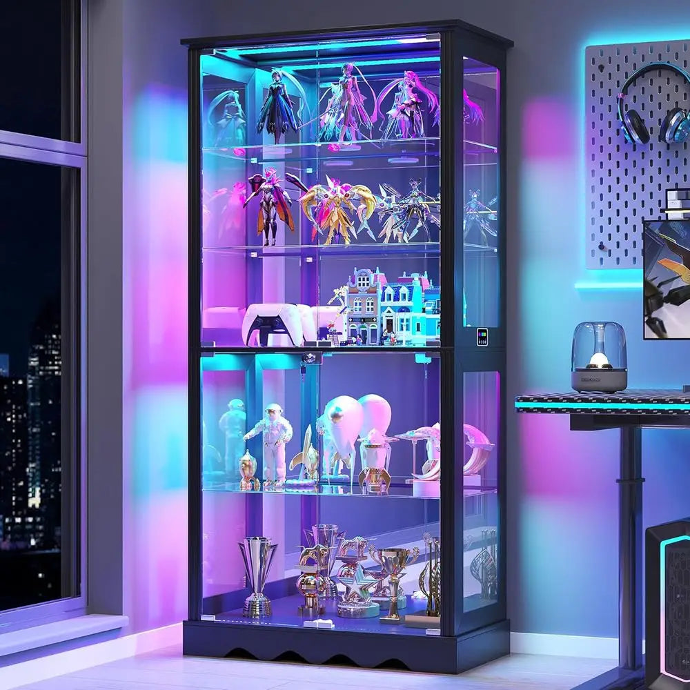 71 High Glass Curio Cabinet with RGB Lighting,