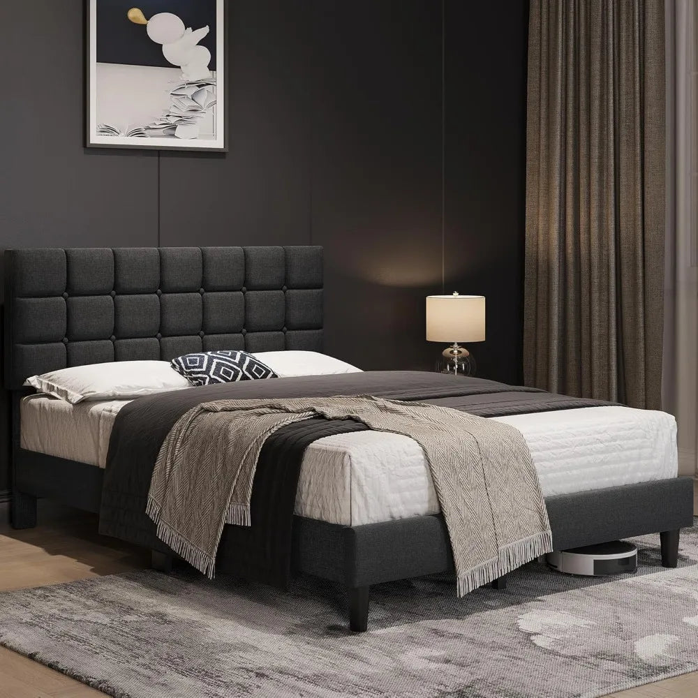 Upholstered Bed Frame,  Queen Bed