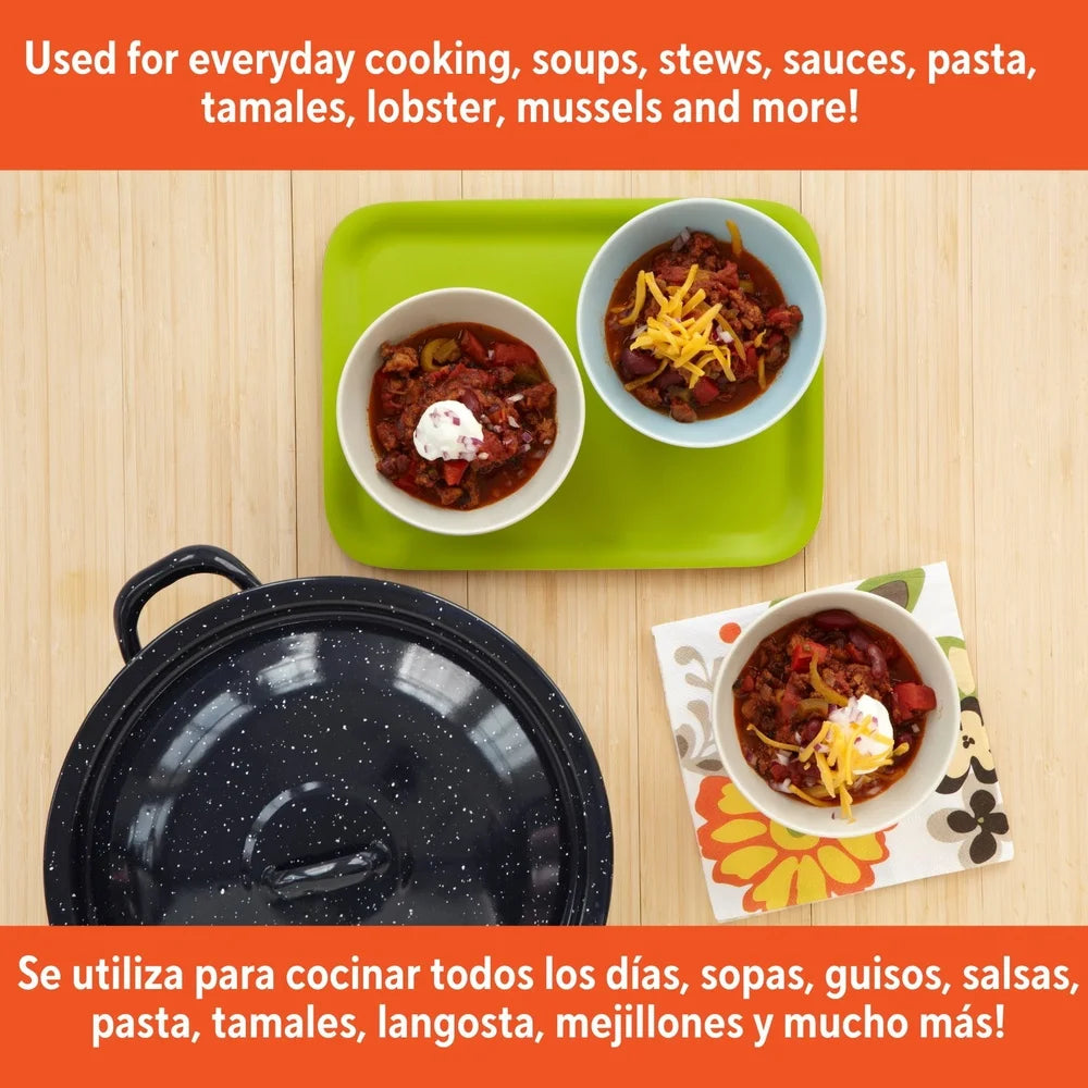6Qt Enamel Stock Pot Heavy Duty