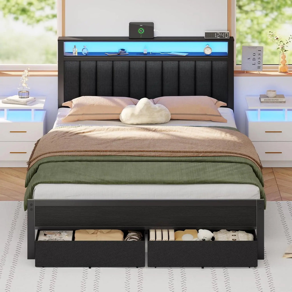 Bed Frame with Charging Station