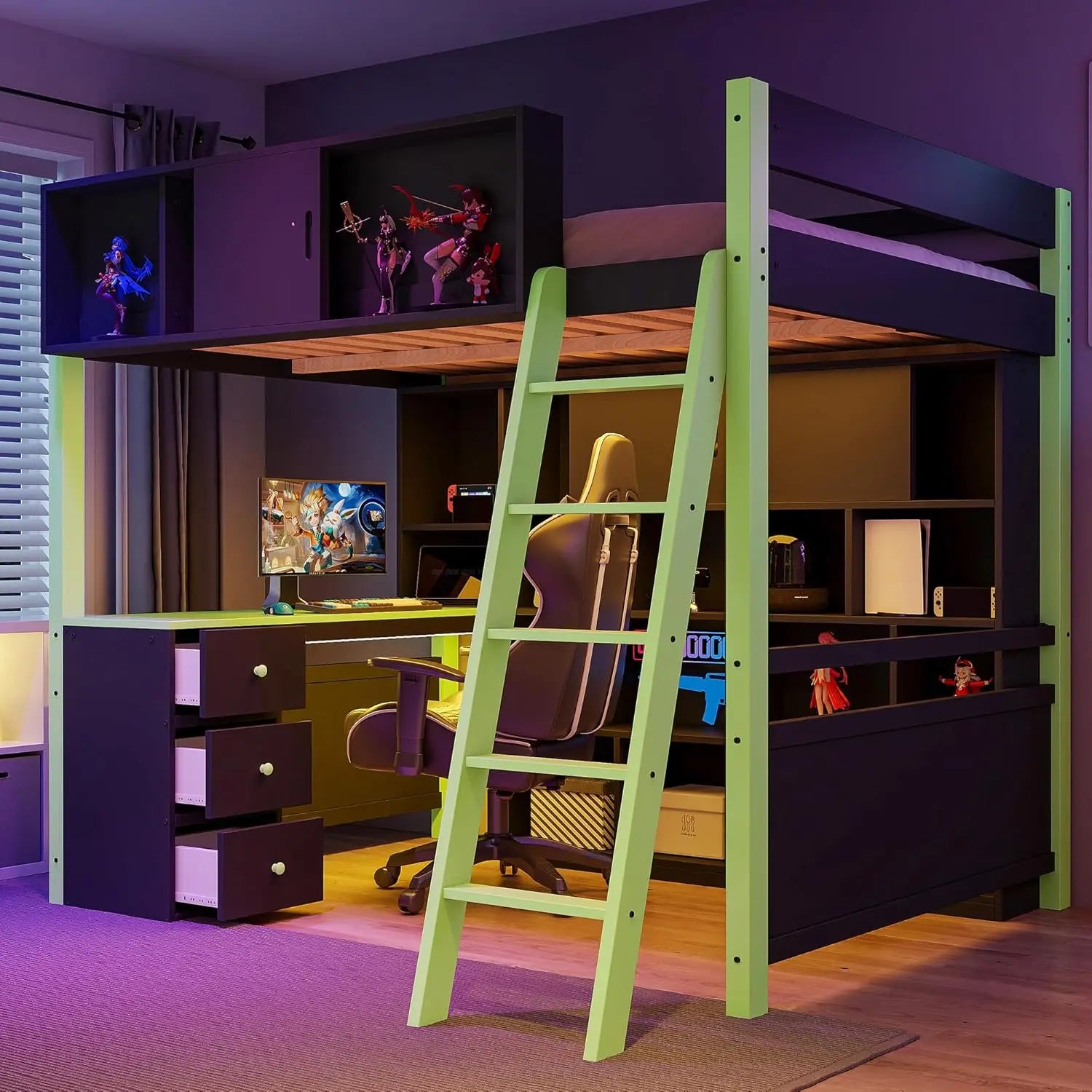 Full Wood Gaming Bed Desk