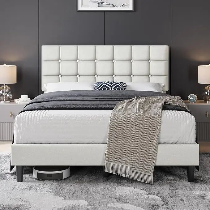 Upholstered Bed Frame,  Queen Bed