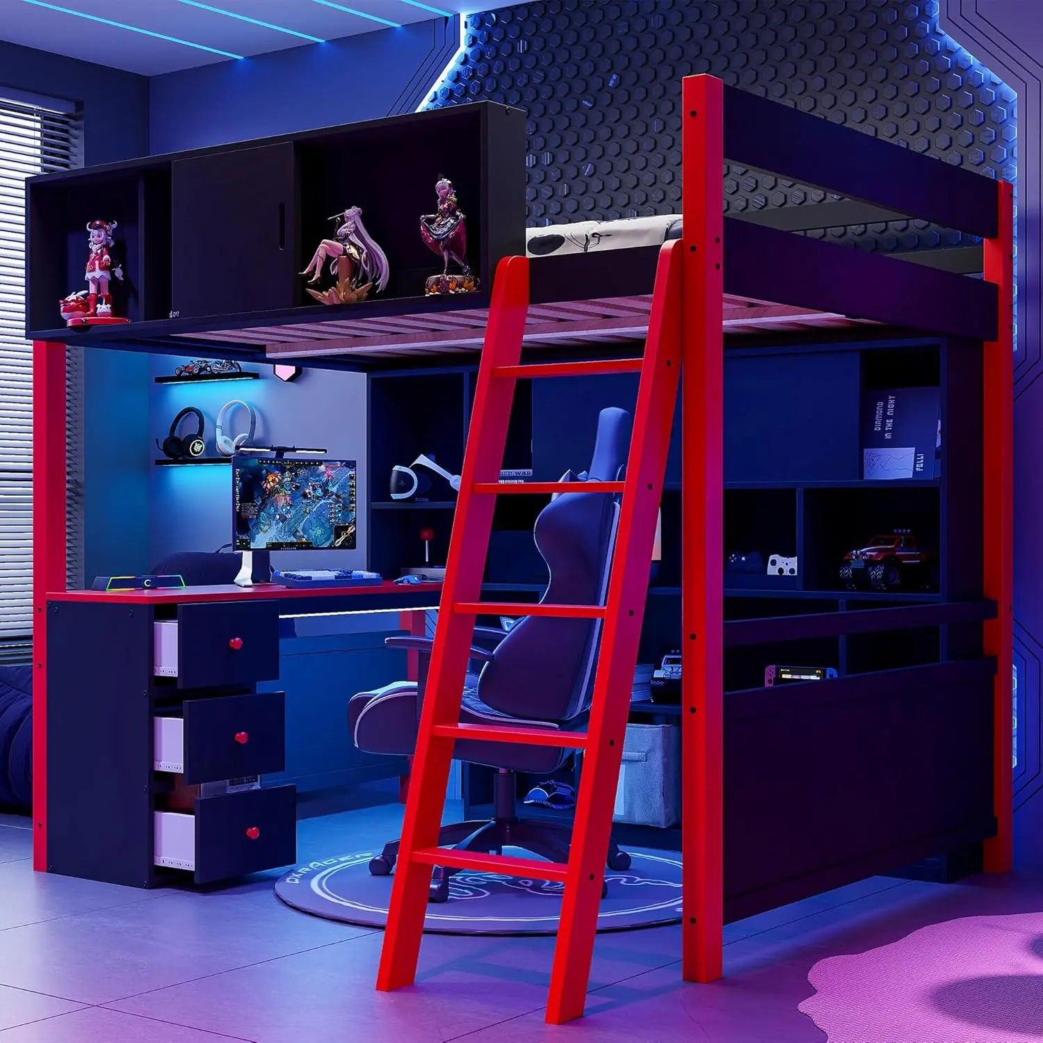 Full Wood Gaming Bed Desk