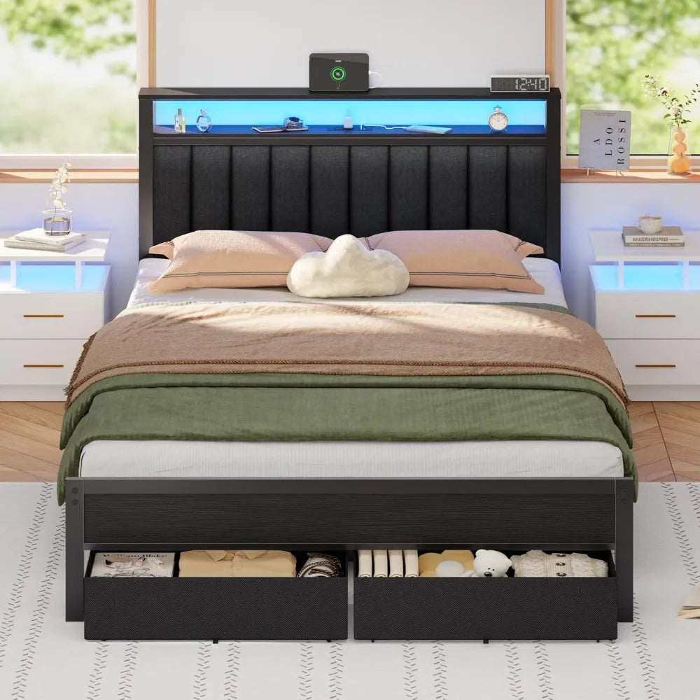 Bed Frame with Charging Station