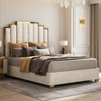 Upholstered Velvet Platform Bed Frame