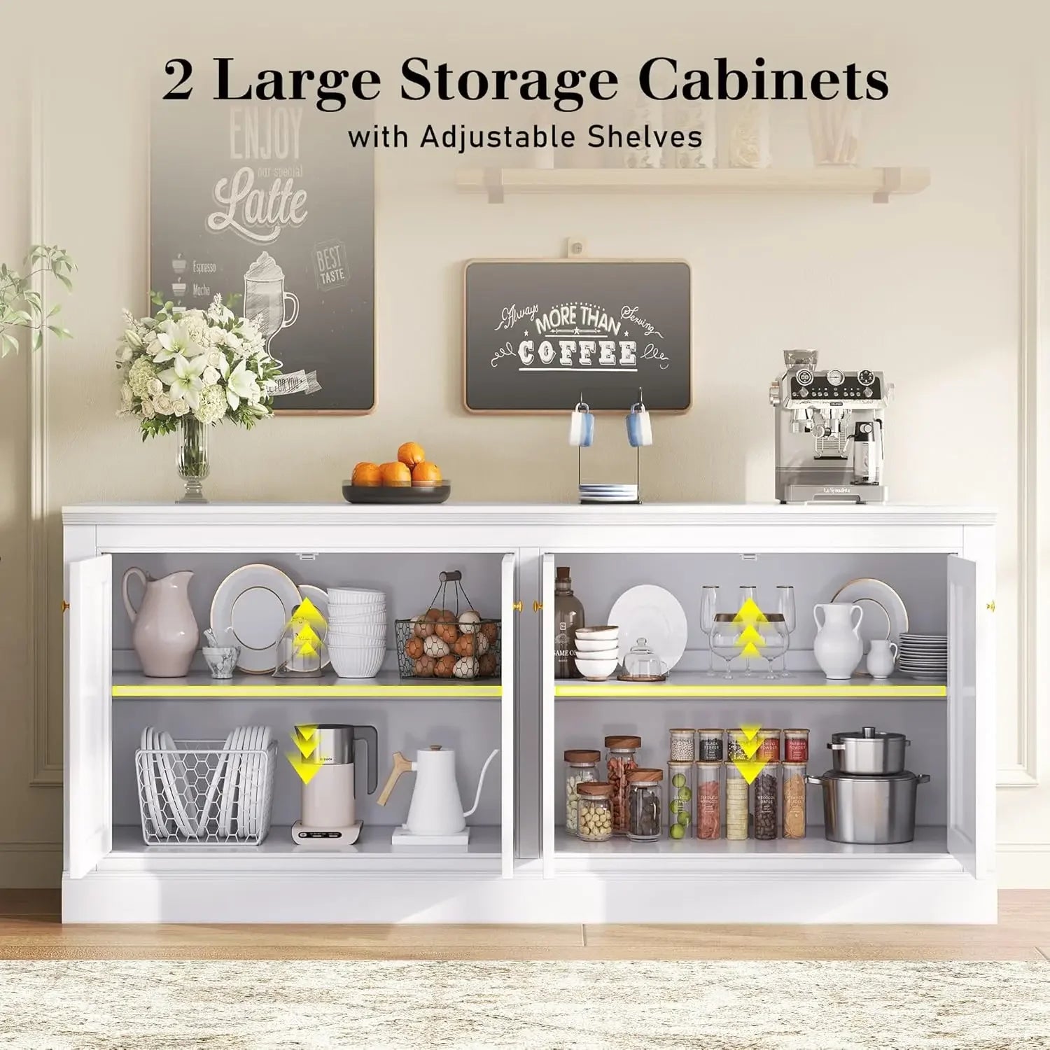 72"  Sideboard Buffet Cabinet