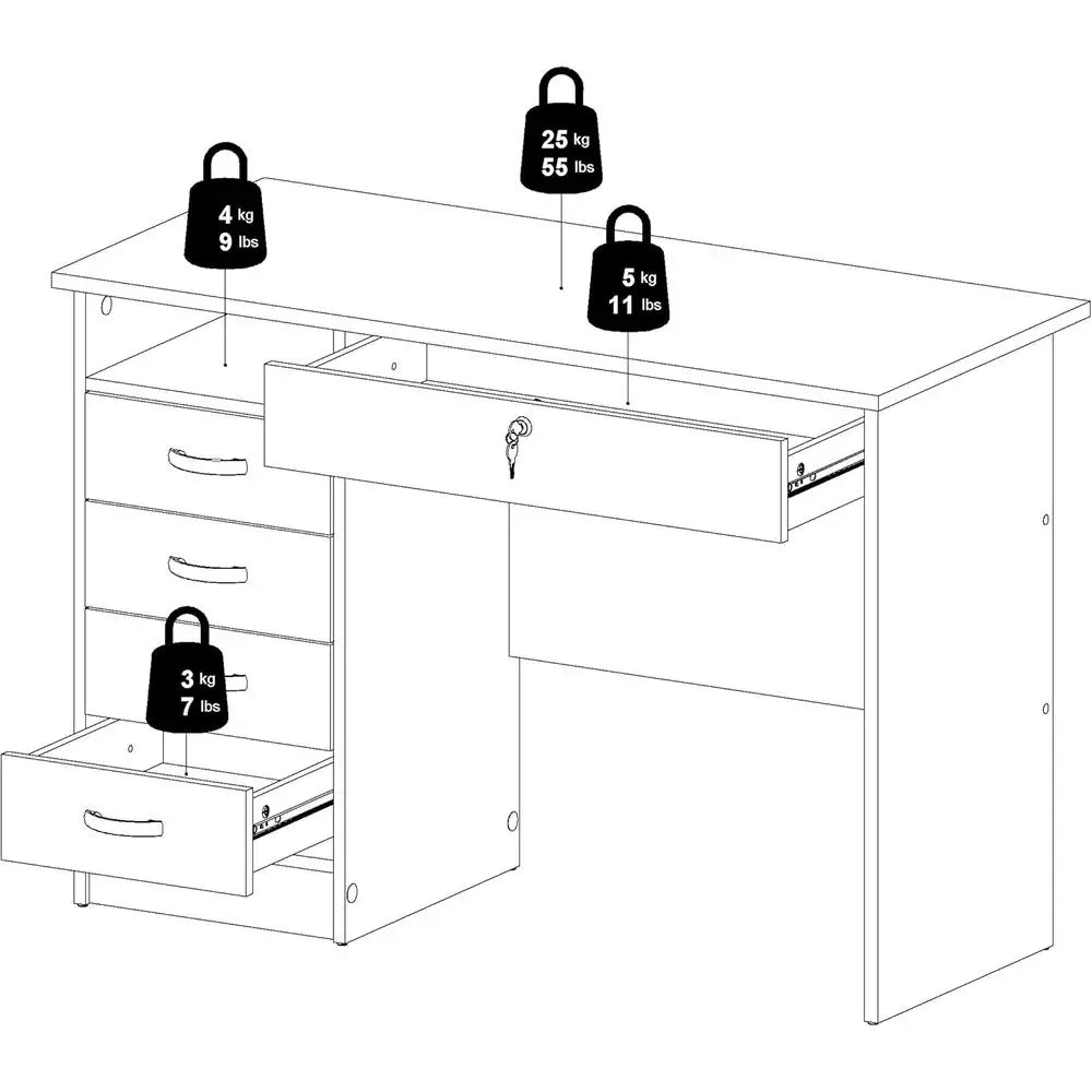 Elegant 5-Drawer Desk in Pure White