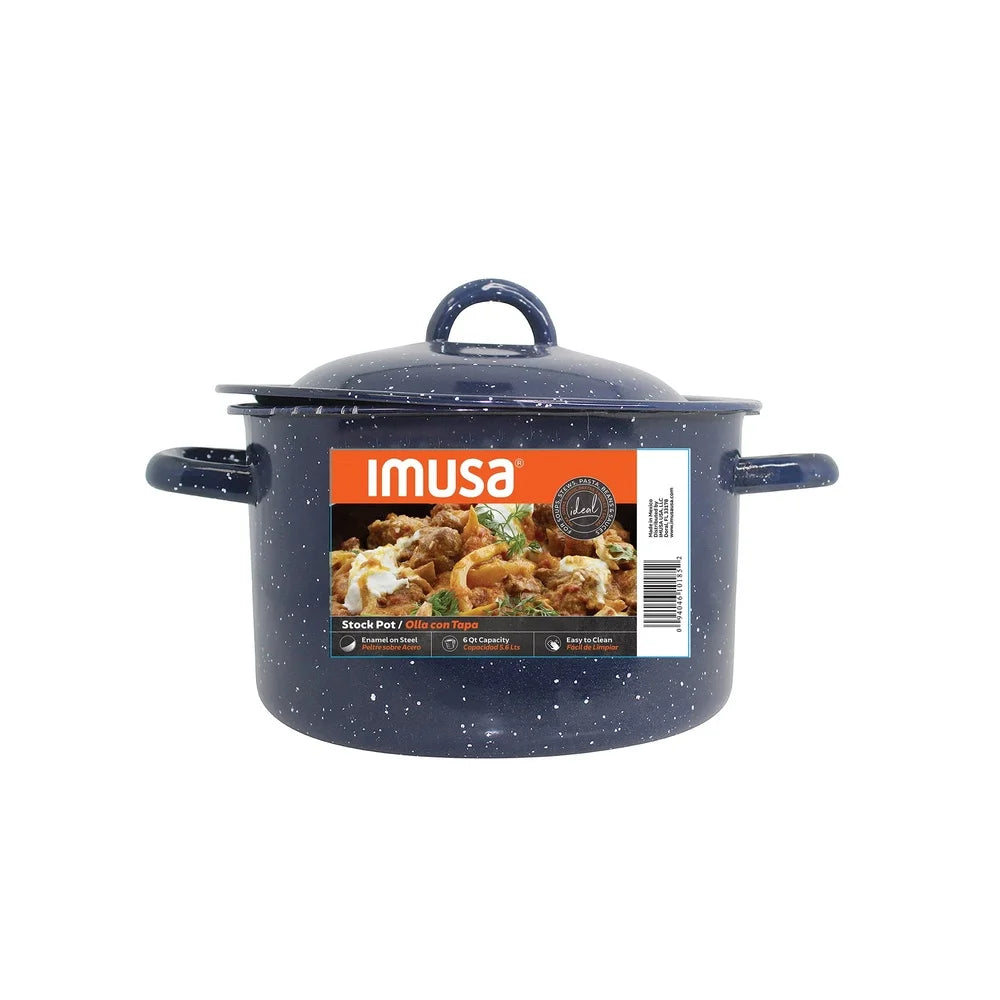 6Qt Enamel Stock Pot Heavy Duty