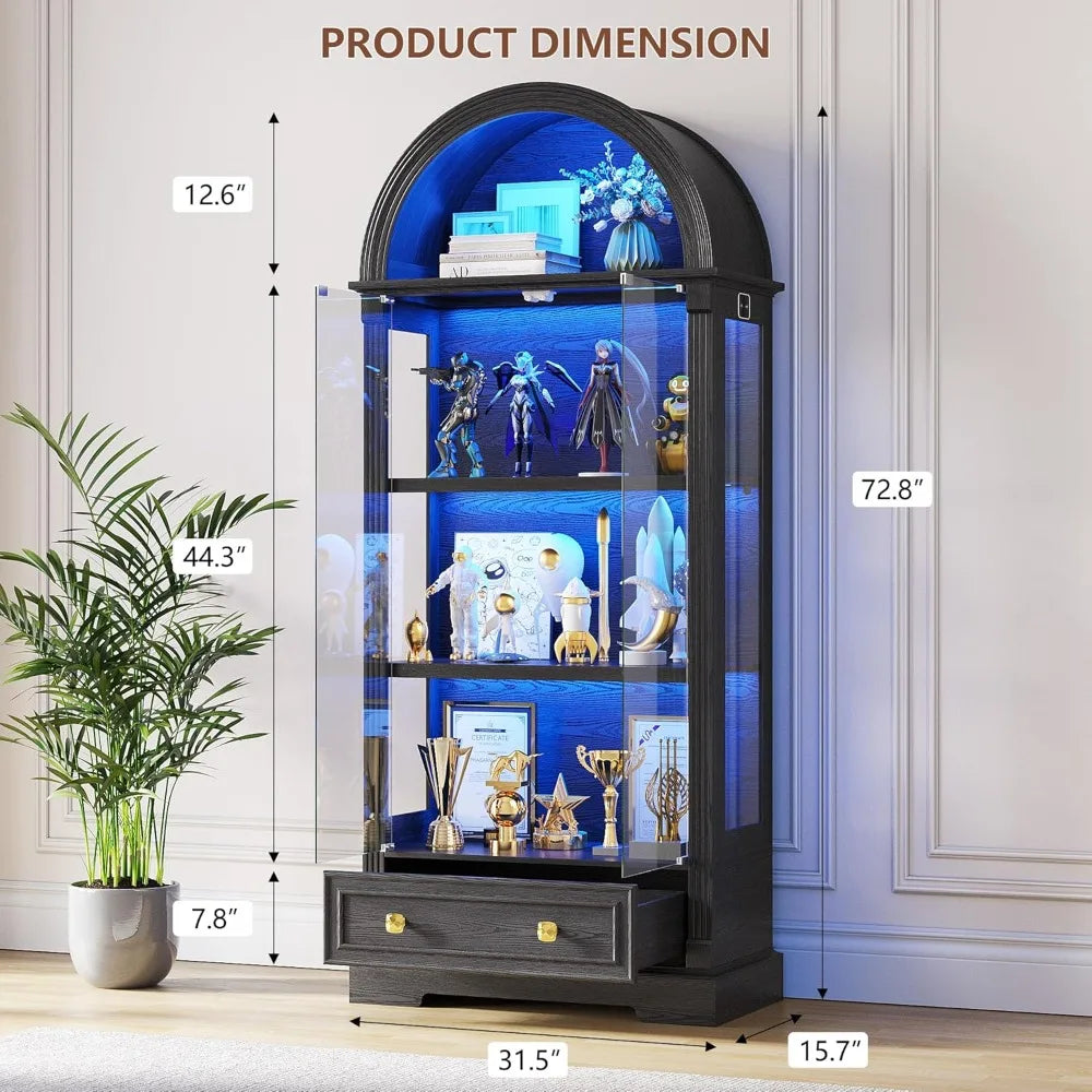 72 Tall Arched Display Cabinet with glass
