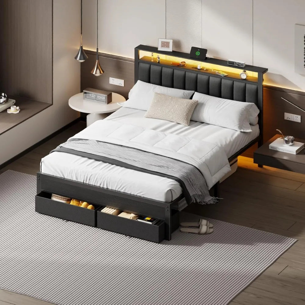 Bed Frame with Charging Station