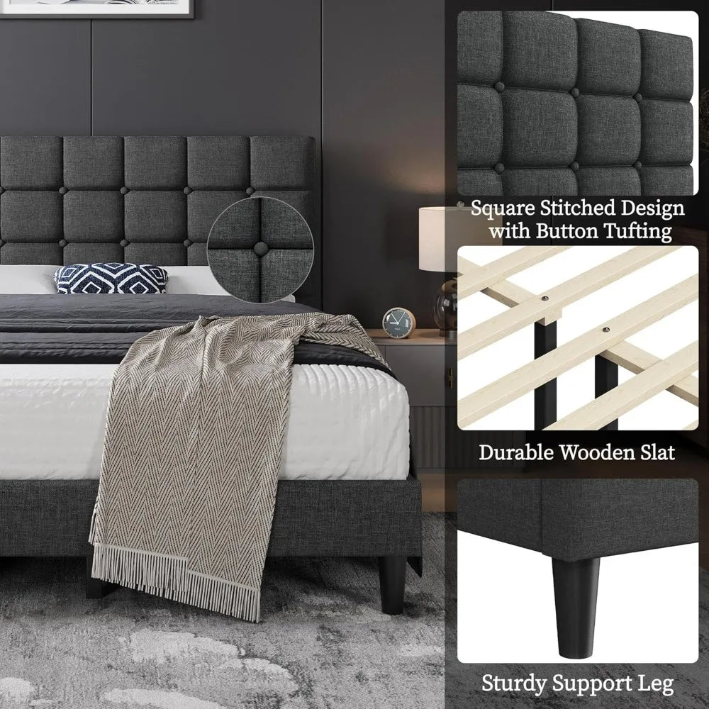 Upholstered Bed Frame,  Queen Bed