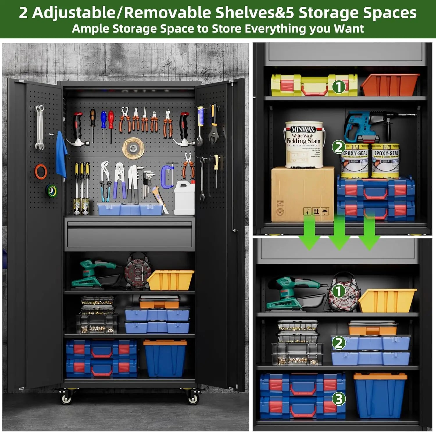 Garage Storage Cabinet, Metal Tool Storage Cabinet