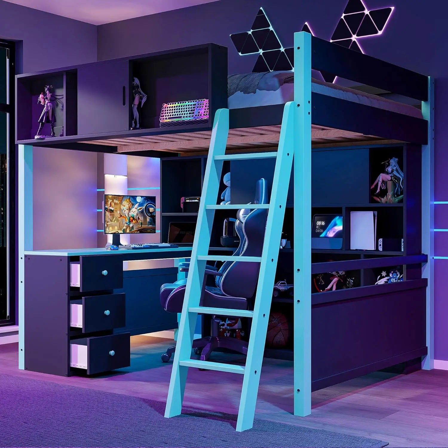 Full Wood Gaming Bed Desk